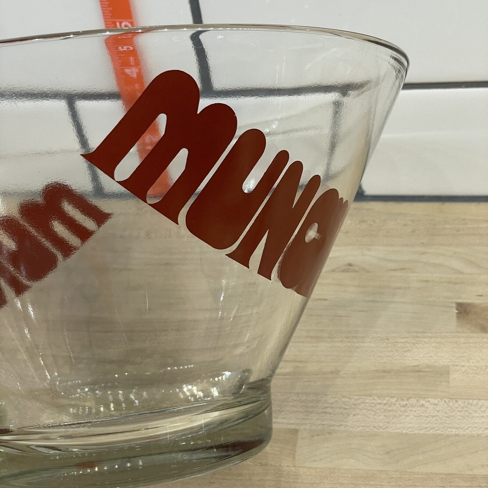 Vintage Munchies Wheaton Glass Snack Bowl Set Red Typography Heavy Set of 7 * - Picture 16 of 16